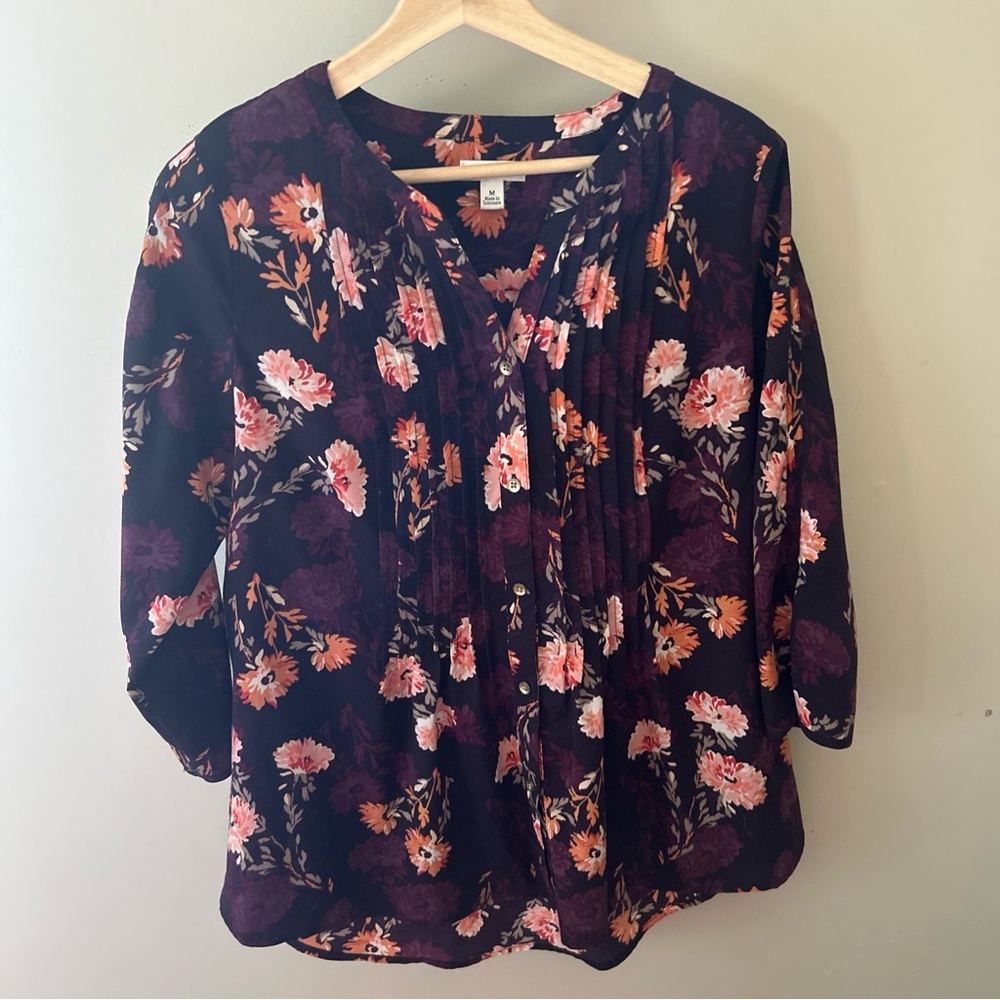 Croft & Barrow Floral Blouse - Purple and Pink